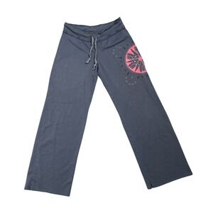 Yogi Gray Wide Leg Mandala Graphic Studded Yoga Pants Drawstring Women's Size M